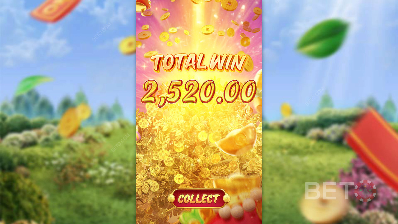 Interface de jogo do Prosperity Fortune Tree mostrando controles de aposta